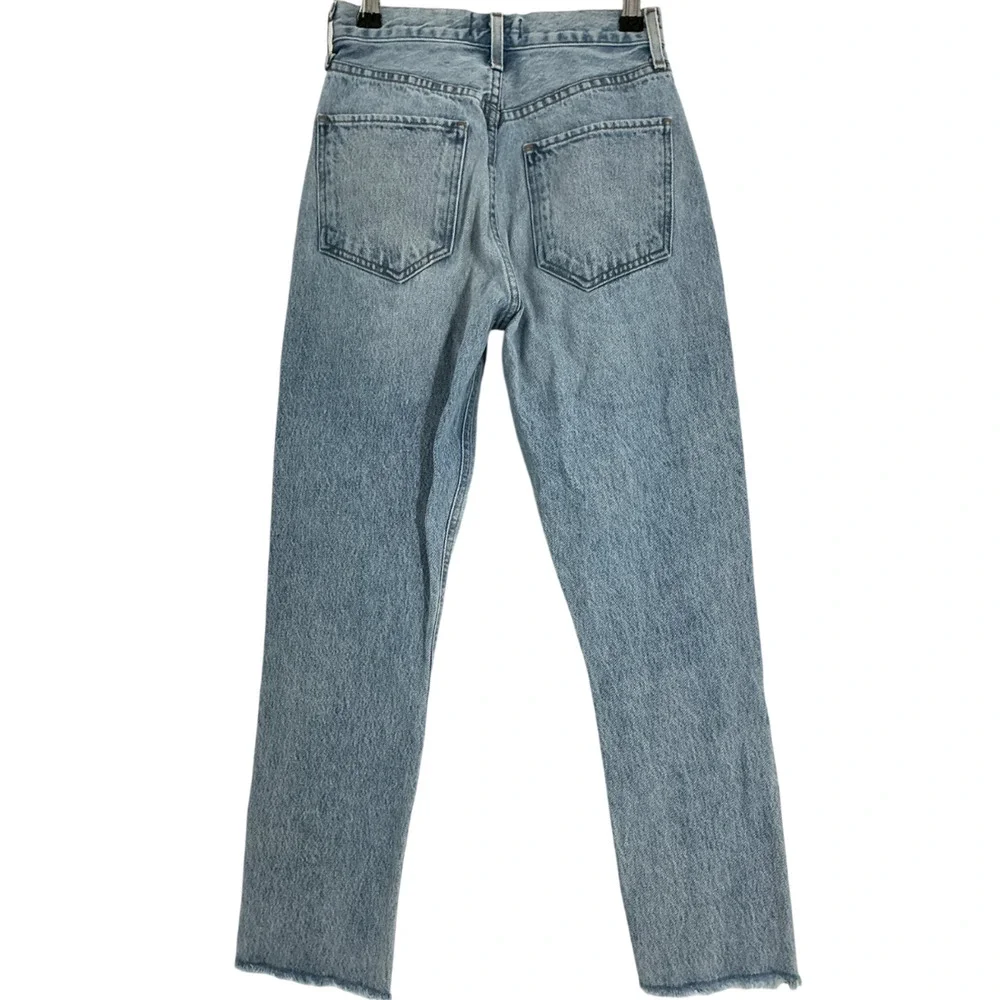 Agolde High-Rise Straight Cropped Blue Riley Denim Jeans Size 23 - Picture 3 of 4